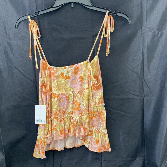3/$24 SO top floral print lightweight tank spaghetti strap tie detail boho S jr - Picture 9 of 17